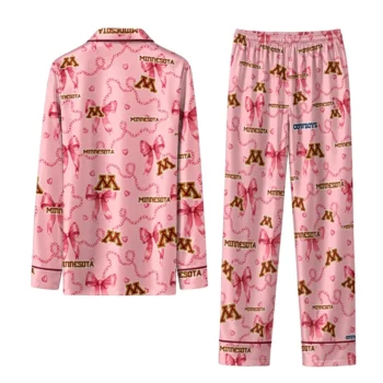 Minnesota Golden Gophers Long Pajama Set Personalized Ribbon Chains Maroon Fashion Forward