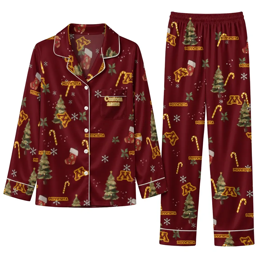 Minnesota Golden Gophers Long Pajama Set Personalized Sprig Scatter Maroon Best Selling Minnesota Golden Gophers Long Pajama Set Personalized Sprig Scatter Maroon Best Selling