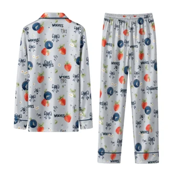 minnesota timberwolves long pajama set custom ribbon florals midnight blue fashion forward.webp
