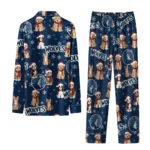 Minnesota Timberwolves Long Pajama Set Customized Animal Scatter Midnight Blue Best Selling