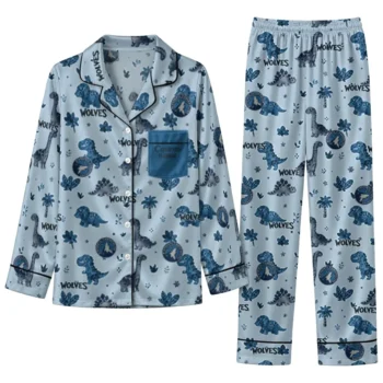 Minnesota Timberwolves Long Pajama Set Customized Character Scatter Best Selling