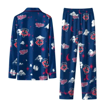 Minnesota Twins Long Pajama Set Custom Cloud Stars Navy Fashion Forward