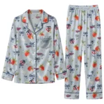 minnesota twins long pajama set custom ribbon florals navy best selling.webp
