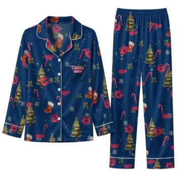 Minnesota Twins Long Pajama Set Custom Sprig Scatter Navy Best Selling