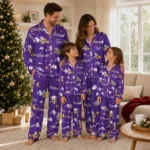 Minnesota Vikings Long Pajama Set Customized Cloud Stars Purple Best Selling