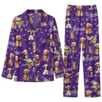 Minnesota Vikings Long Pajama Set Personalized Animal Scatter Purple Best Selling