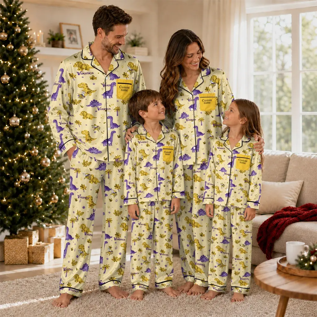 Minnesota Vikings Long Pajama Set Personalized Character Scatter Latest Model Minnesota Vikings Long Pajama Set Personalized Character Scatter Latest Model