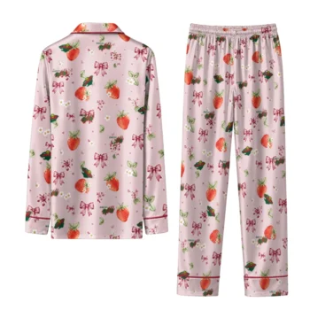 minnesota wild long pajama set custom ribbon florals red fashion forward.webp