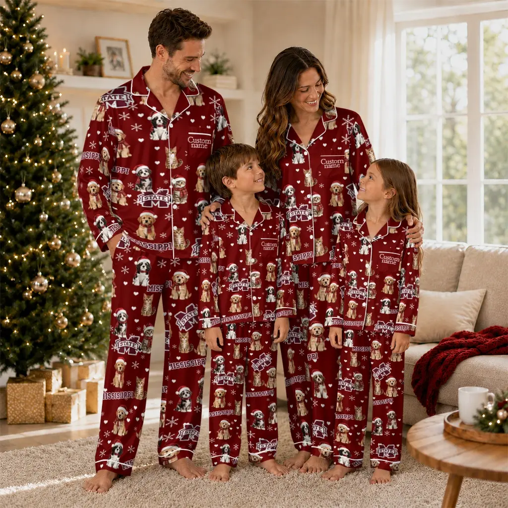 Mississippi State Bulldogs Long Pajama Set Personalized Animal Scatter Maroon Latest Model Mississippi State Bulldogs Long Pajama Set Personalized Animal Scatter Maroon Latest Model