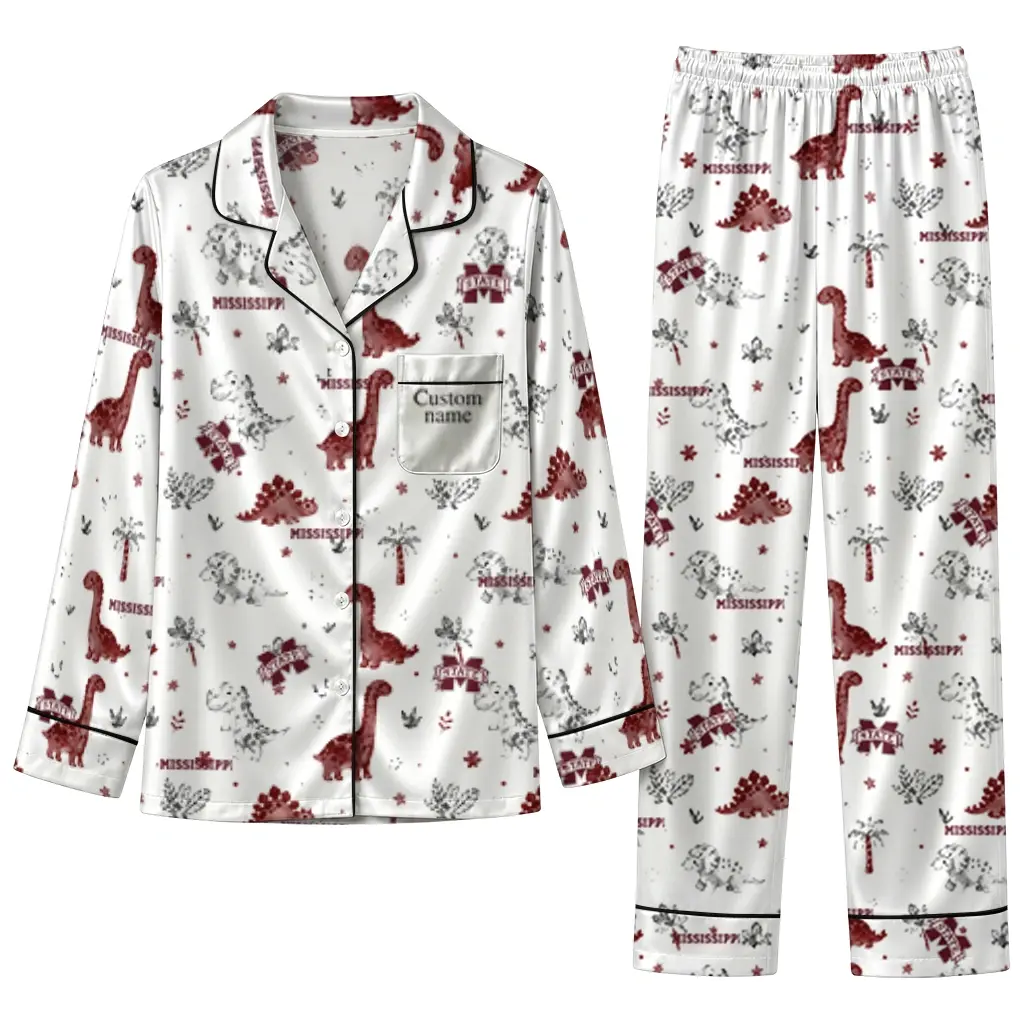 Mississippi State Bulldogs Long Pajama Set Personalized Character Scatter Best Selling Mississippi State Bulldogs Long Pajama Set Personalized Character Scatter Best Selling