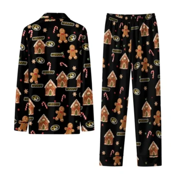 Missouri Tigers Long Pajama Set Custom Candy Scatter Black Fashion Forward