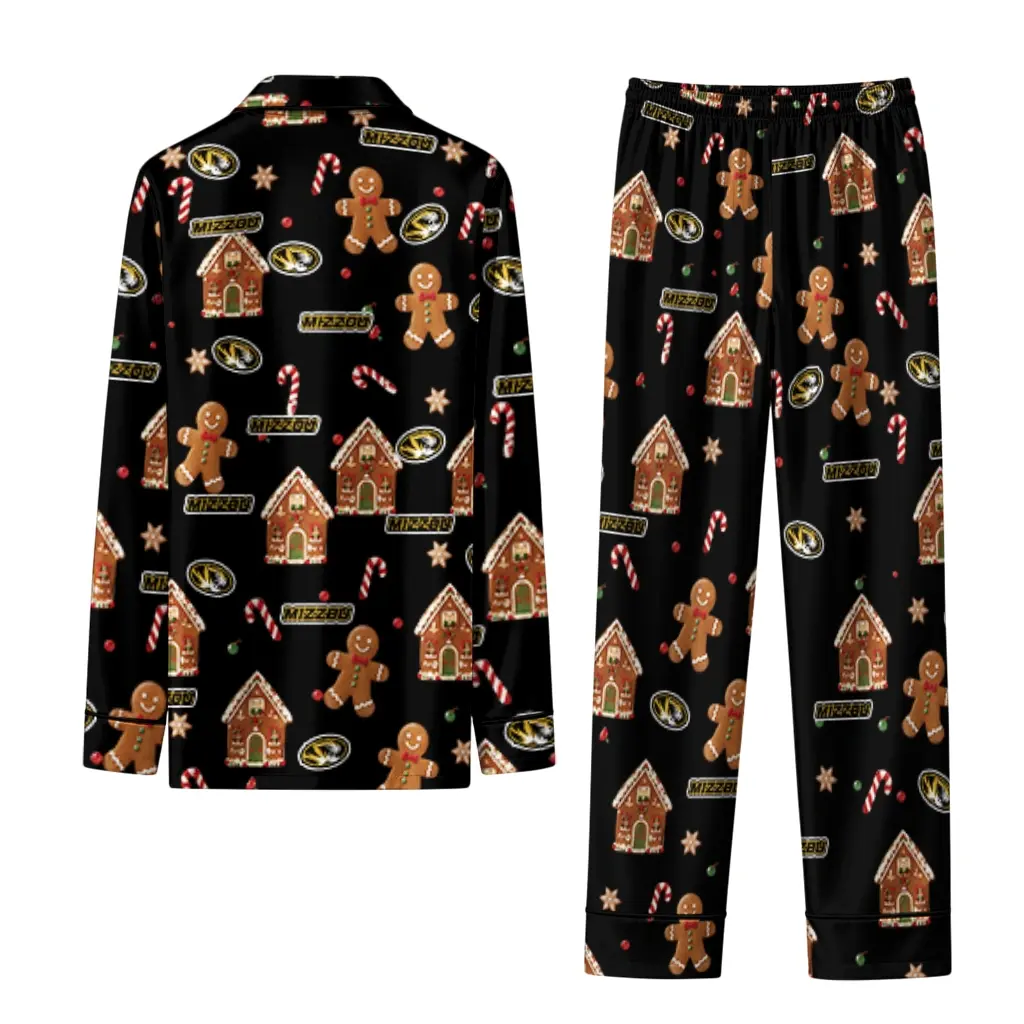 Missouri Tigers Long Pajama Set Custom Candy Scatter Black Fashion Forward Missouri Tigers Long Pajama Set Custom Candy Scatter Black Fashion Forward