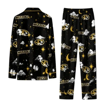 Missouri Tigers Long Pajama Set Custom Cloud Stars Black Fashion Forward