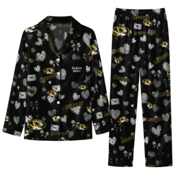 Missouri Tigers Long Pajama Set Custom Heart Charms Black Best Selling