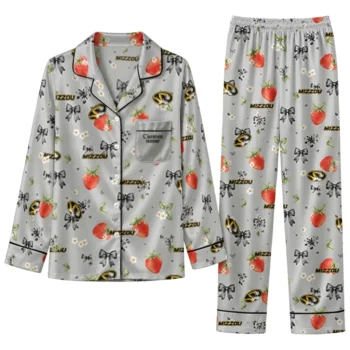 Missouri Tigers Long Pajama Set Custom Ribbon Florals Black Best Selling