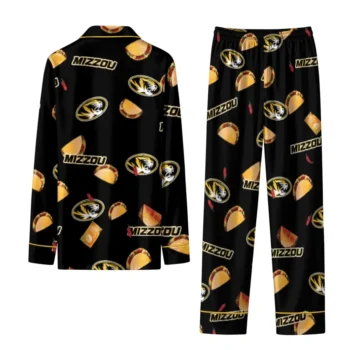 Missouri Tigers Long Pajama Set Custom Snack Scatter Black Fashion Forward