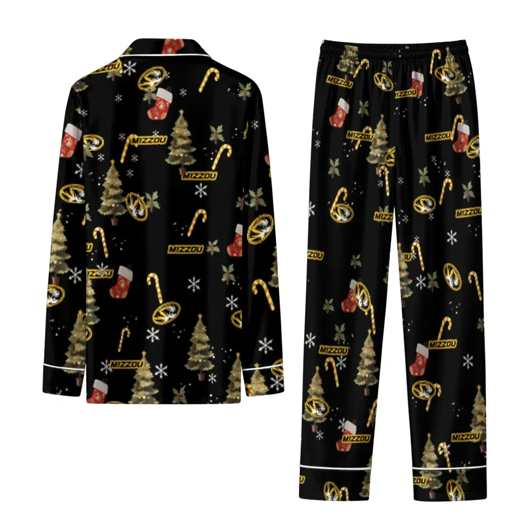 Missouri Tigers Long Pajama Set Custom Sprig Scatter Black Fashion Forward Missouri Tigers Long Pajama Set Custom Sprig Scatter Black Fashion Forward