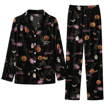 montreal canadiens long pajama set custom icon confetti black best selling.webp