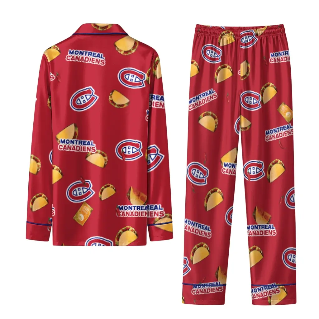 Montreal Canadiens Long Pajama Set Custom Snack Scatter Red Fashion Forward Montreal Canadiens Long Pajama Set Custom Snack Scatter Red Fashion Forward