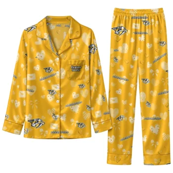 nashville predators long pajama set custom heart charms gold best selling.webp