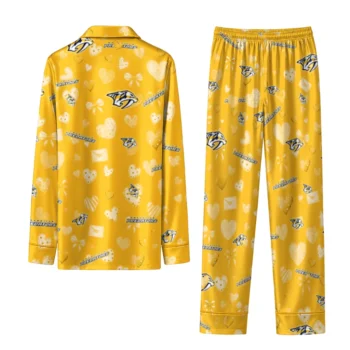 nashville predators long pajama set custom heart charms gold fashion forward.webp