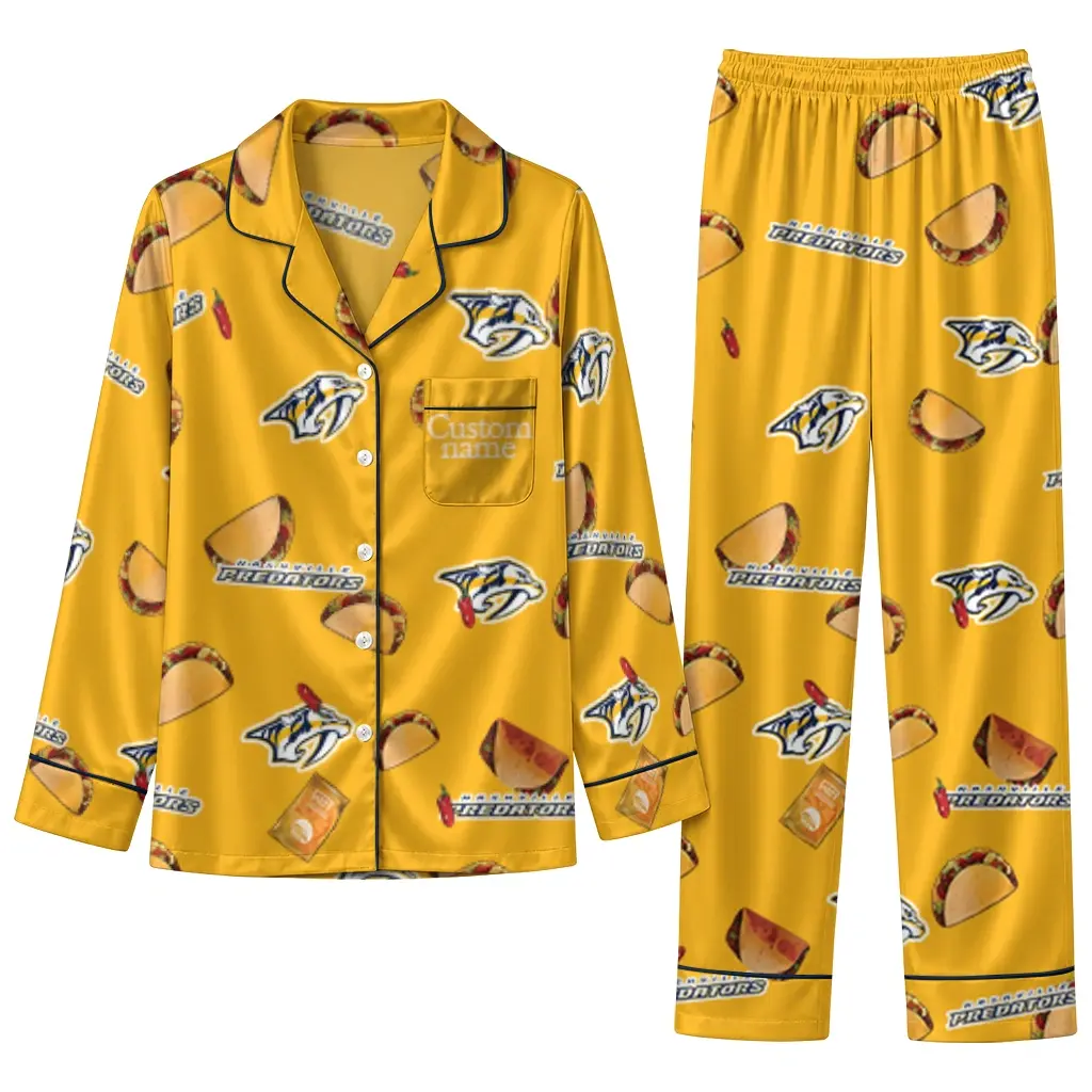 Nashville Predators Long Pajama Set Customized Snack Scatter Gold Best Selling Nashville Predators Long Pajama Set Customized Snack Scatter Gold Best Selling