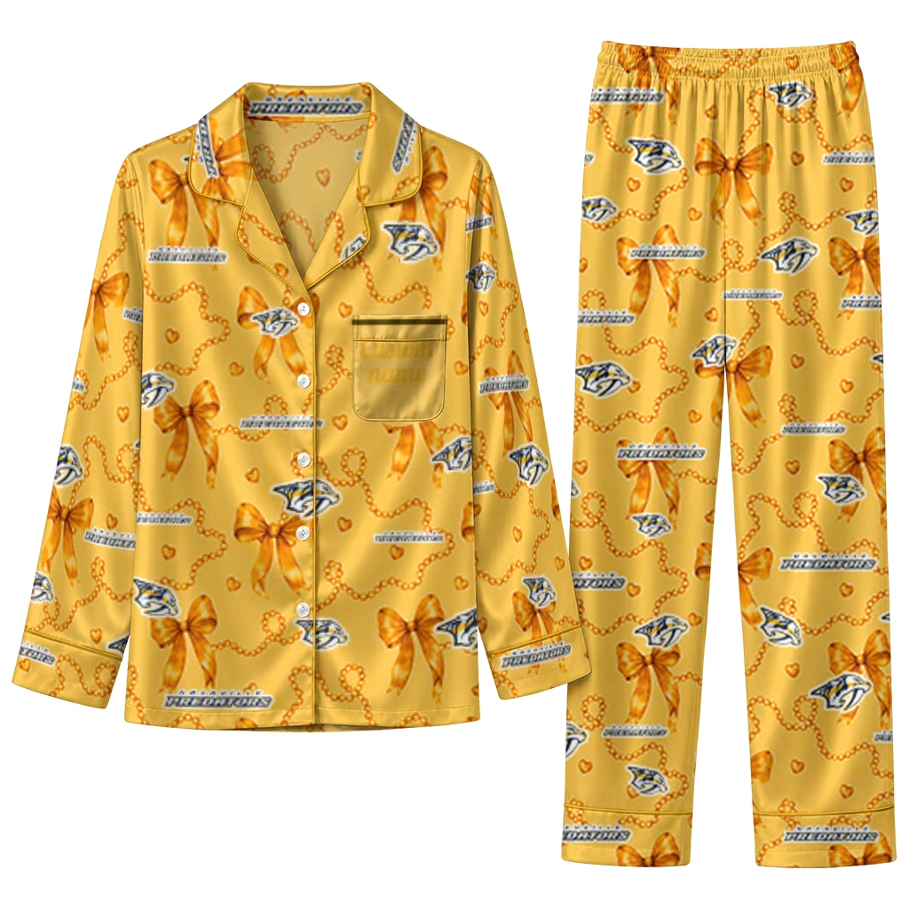 nashville predators long pajama set personalized ribbon chains gold best selling.webp nashville predators long pajama set personalized ribbon chains gold best selling.webp