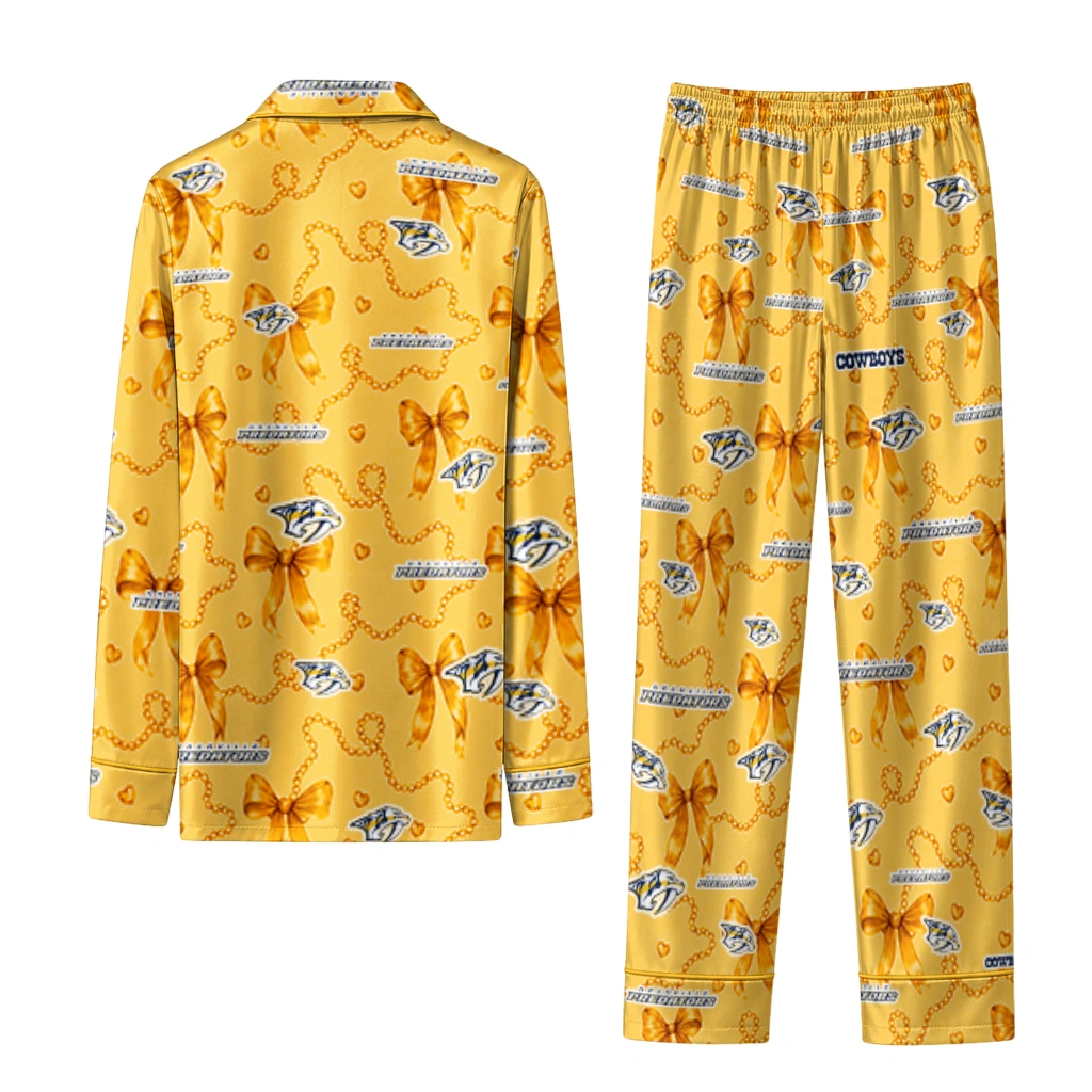 nashville predators long pajama set personalized ribbon chains gold fashion forward.webp nashville predators long pajama set personalized ribbon chains gold fashion forward.webp