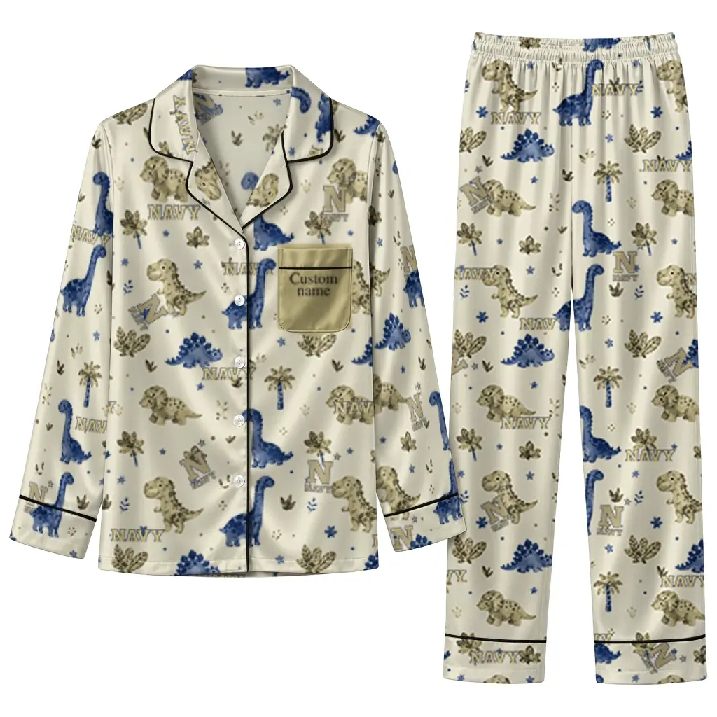 Navy Midshipmen Long Pajama Set Personalized Character Scatter Best Selling Navy Midshipmen Long Pajama Set Personalized Character Scatter Best Selling
