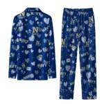 Navy Midshipmen Long Pajama Set Personalized Heart Charms Blue Best Selling