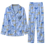 Navy Midshipmen Long Pajama Set Personalized Ribbon Chains Blue Best Selling