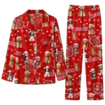 Nc State Wolfpack Long Pajama Set Custom Animal Scatter Red Best Selling