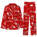 Nc State Wolfpack Long Pajama Set Custom Cloud Stars Red Best Selling