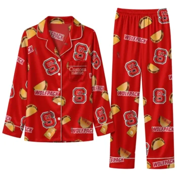 Nc State Wolfpack Long Pajama Set Custom Snack Scatter Red Best Selling