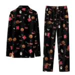 Nebraska Cornhuskers Long Pajama Set Customized Icon Confetti Black Best Selling
