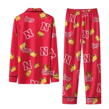 Nebraska Cornhuskers Long Pajama Set Customized Snack Scatter Red Fashion Forward