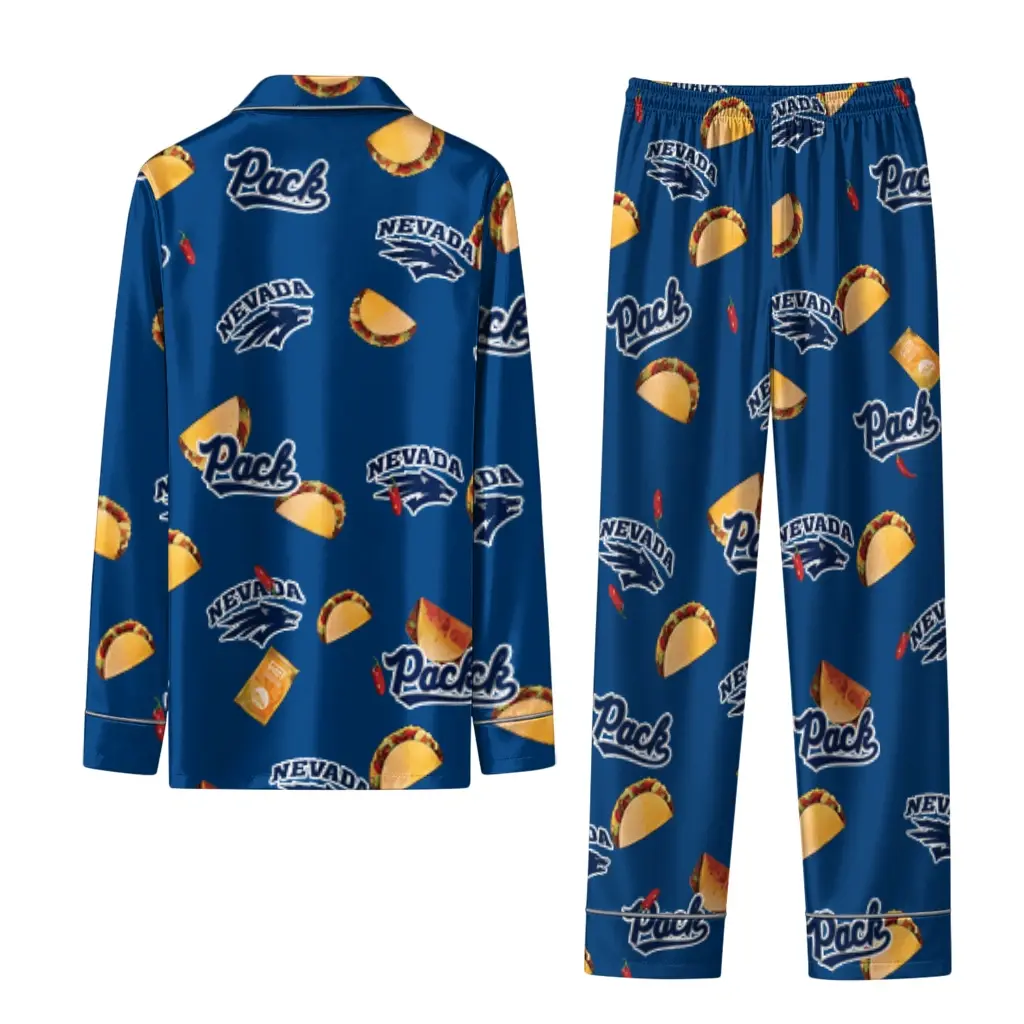 Nevada Wolf Pack Long Pajama Set Customized Snack Scatter Blue Fashion Forward Nevada Wolf Pack Long Pajama Set Customized Snack Scatter Blue Fashion Forward