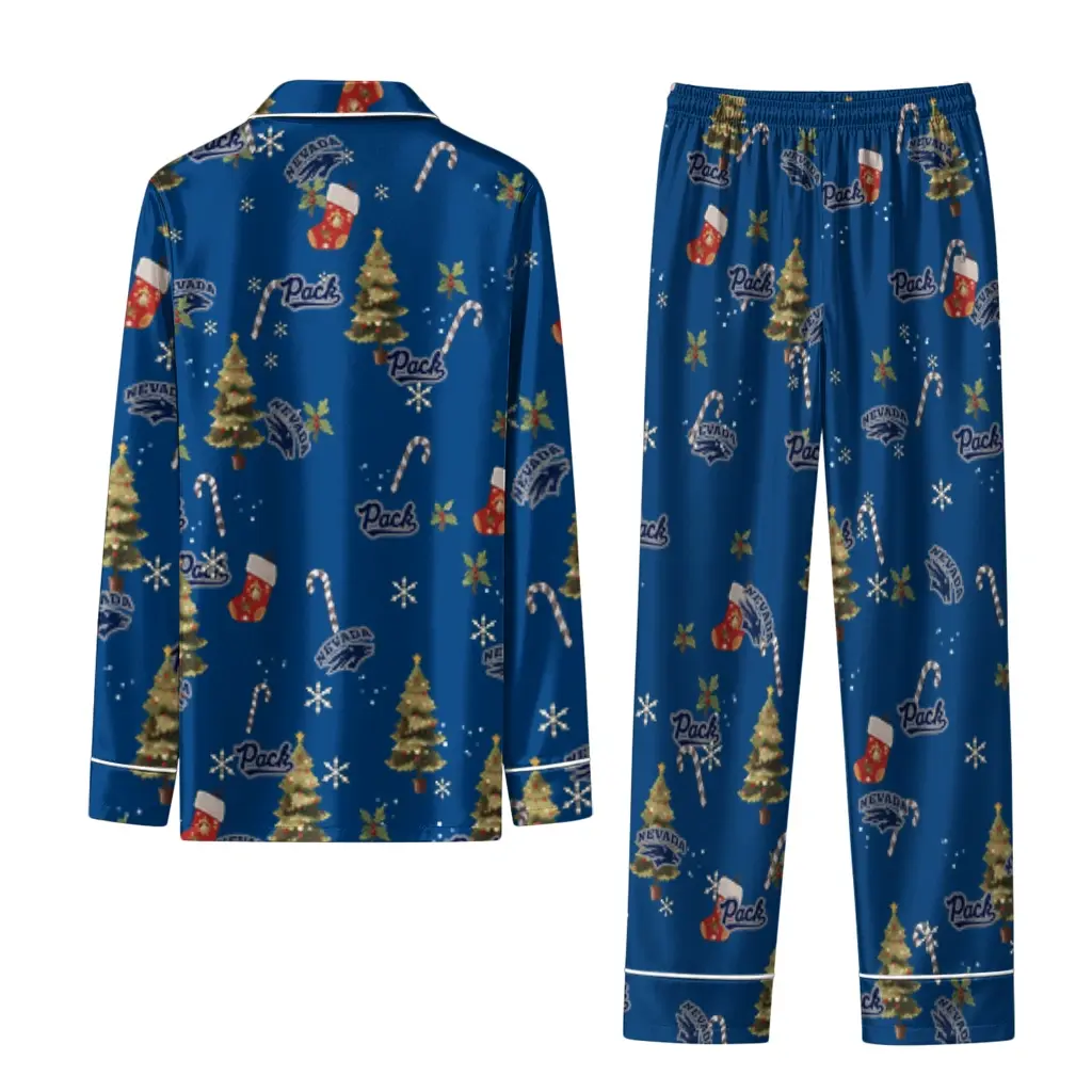 Nevada Wolf Pack Long Pajama Set Customized Sprig Scatter Blue Fashion Forward Nevada Wolf Pack Long Pajama Set Customized Sprig Scatter Blue Fashion Forward
