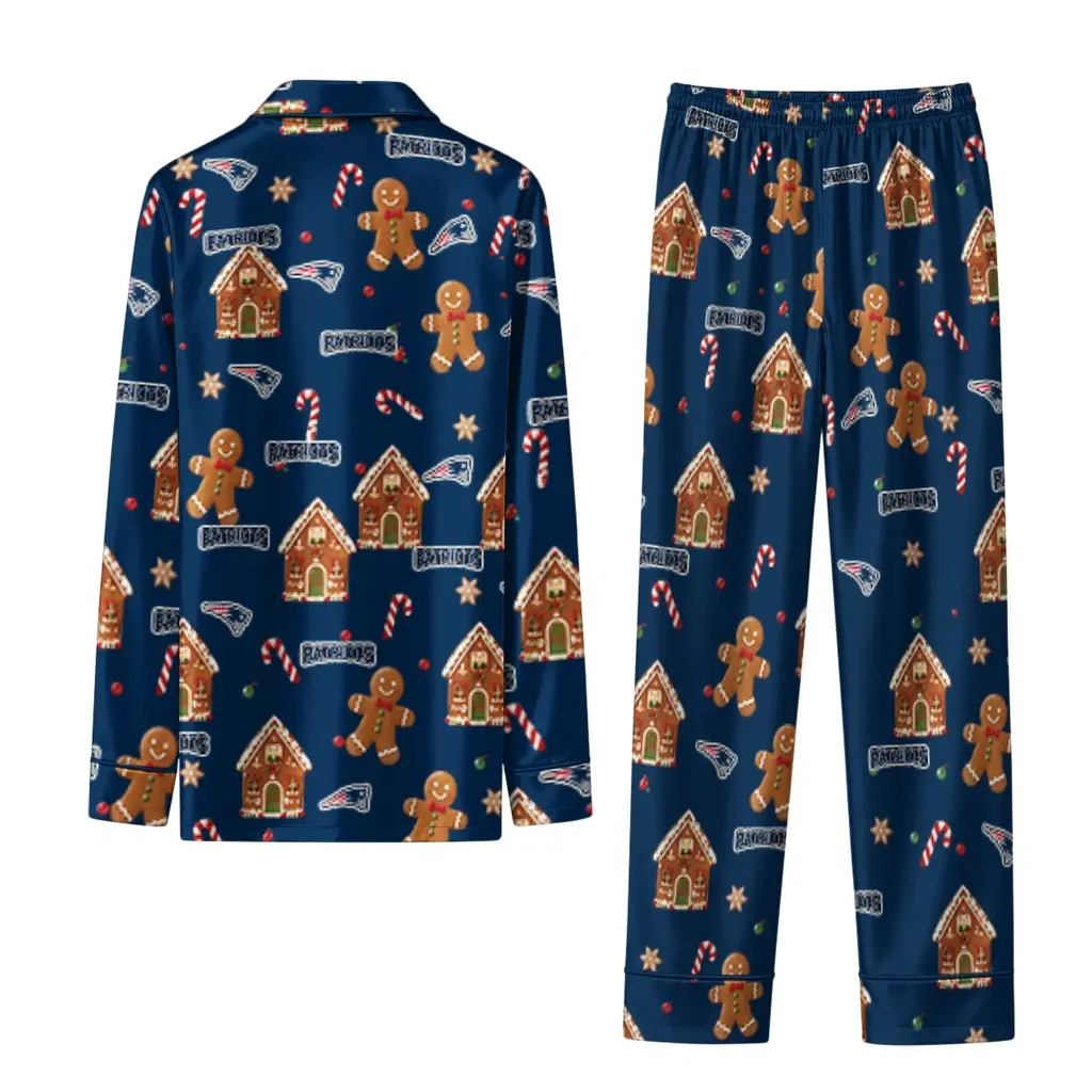 New England Patriots Long Pajama Set Customized Candy Scatter Blue Fashion Forward New England Patriots Long Pajama Set Customized Candy Scatter Blue Fashion Forward