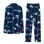 New England Patriots Long Pajama Set Personalized Cloud Stars Blue Best Selling
