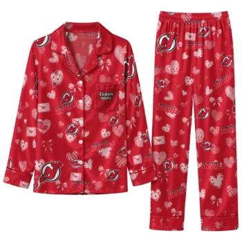new jersey devils long pajama set customized heart charms red best selling.webp