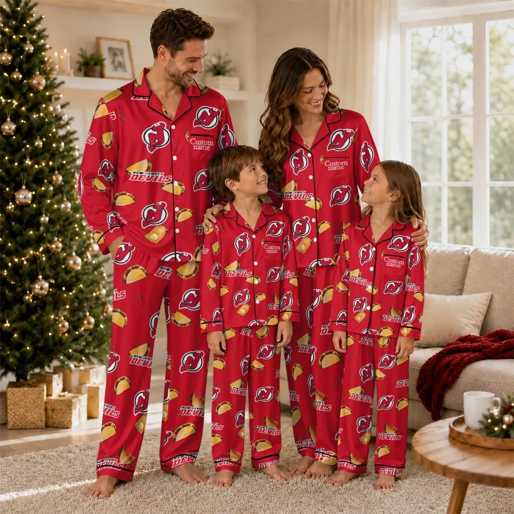 New Jersey Devils Long Pajama Set Personalized Snack Scatter Red Latest Model New Jersey Devils Long Pajama Set Personalized Snack Scatter Red Latest Model