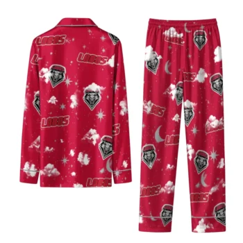 New Mexico Lobos Long Pajama Set Custom Cloud Stars Red Fashion Forward