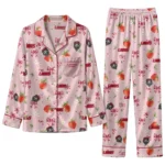 New Mexico Lobos Long Pajama Set Custom Ribbon Florals Red Best Selling