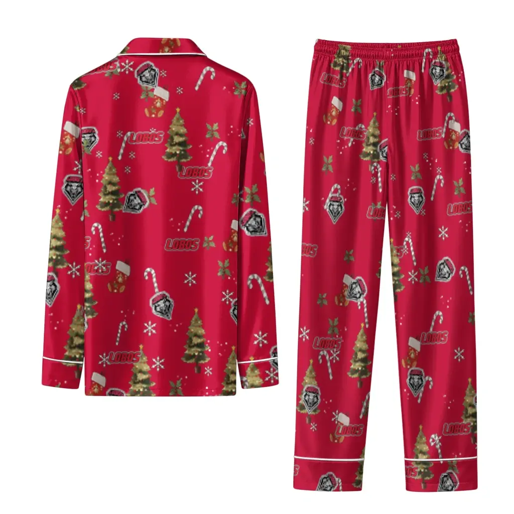 New Mexico Lobos Long Pajama Set Custom Sprig Scatter Red Fashion Forward New Mexico Lobos Long Pajama Set Custom Sprig Scatter Red Fashion Forward