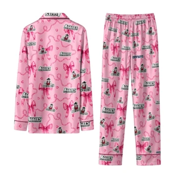 New Mexico State Aggies Long Pajama Set Custom Ribbon Chains Crimson Fashion Forward