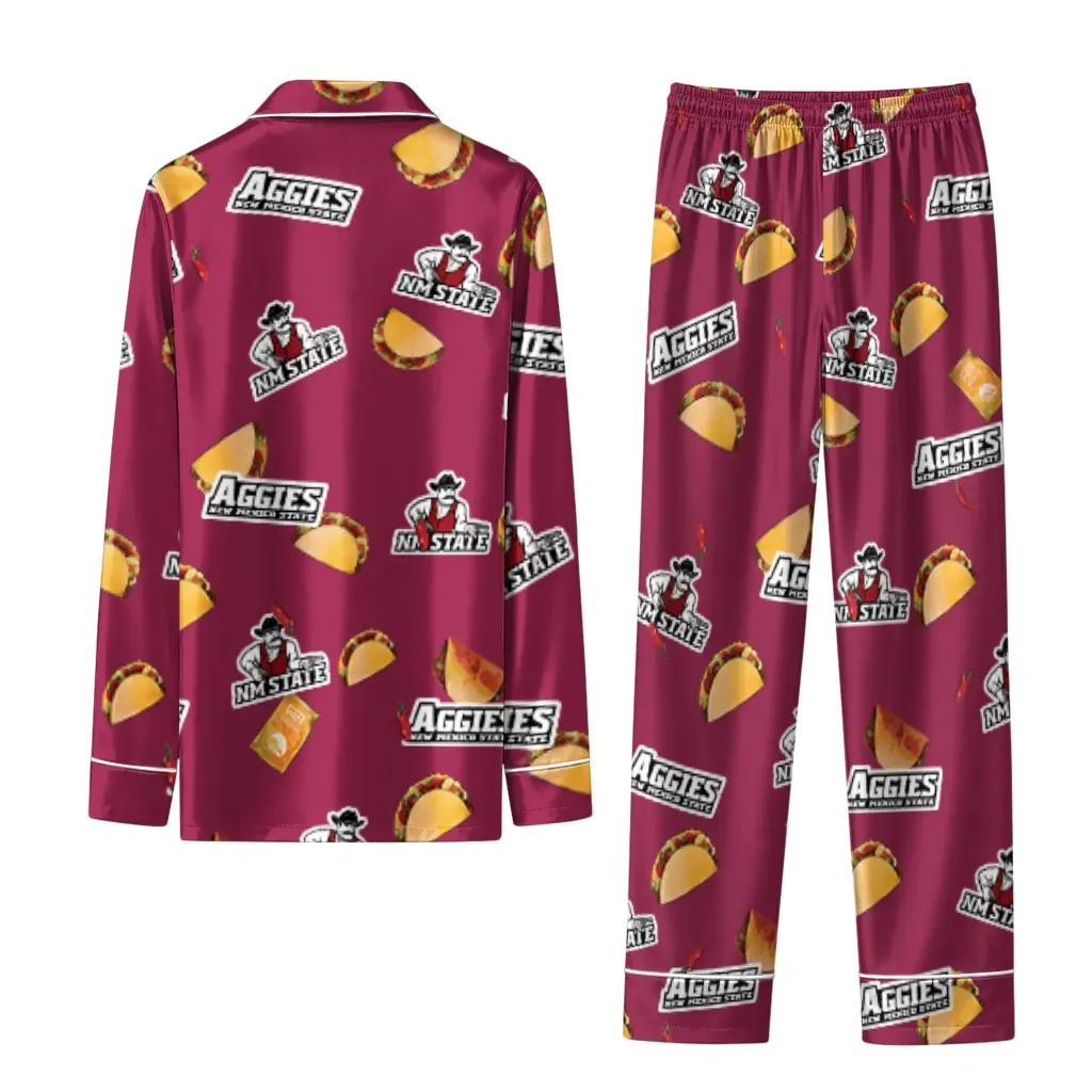 New Mexico State Aggies Long Pajama Set Custom Snack Scatter Crimson Fashion Forward New Mexico State Aggies Long Pajama Set Custom Snack Scatter Crimson Fashion Forward
