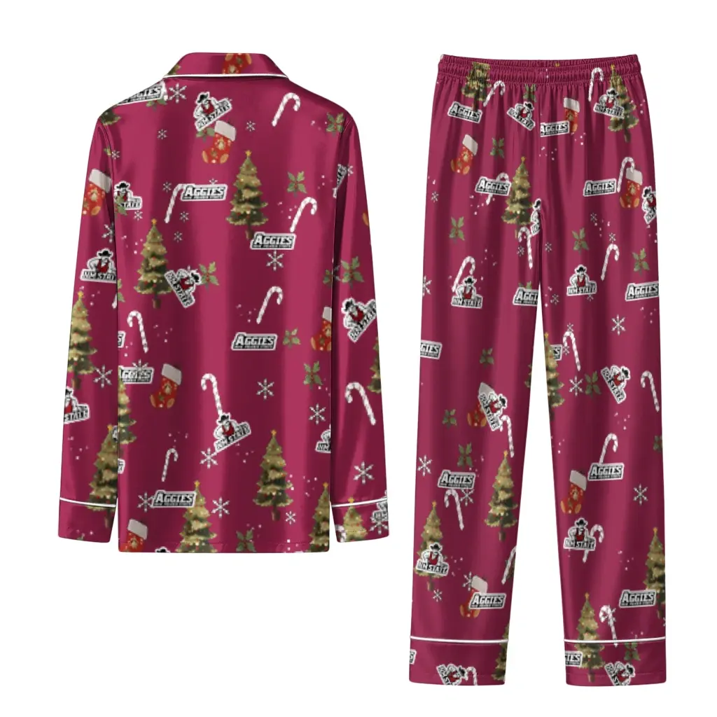 New Mexico State Aggies Long Pajama Set Custom Sprig Scatter Crimson Fashion Forward New Mexico State Aggies Long Pajama Set Custom Sprig Scatter Crimson Fashion Forward