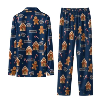 New Orleans Pelicans Long Pajama Set Custom Candy Scatter Navy Fashion Forward