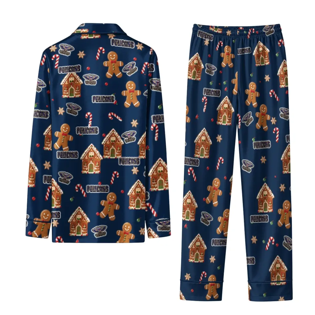 New Orleans Pelicans Long Pajama Set Custom Candy Scatter Navy Fashion Forward New Orleans Pelicans Long Pajama Set Custom Candy Scatter Navy Fashion Forward
